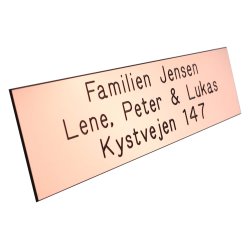 Kobber farvet Postkasse skilt 55 x 200 mm. med sort tekst