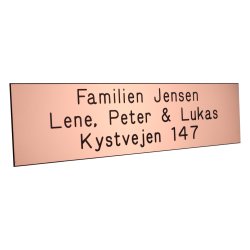 Kobber farvet Postkasse skilt 55 x 200 mm. med sort tekst