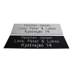 Postkasse skilt - SORT med hvid tekst - 55 x 200 mm