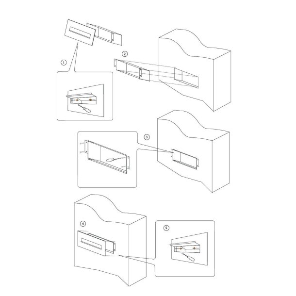 Indbygning Postkasse SMALL-2 SORT - Til skjult fuge 33,5-58 cm.