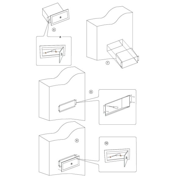 Indbygning Postkasse SMALL-2 SORT - Til skjult fuge 33,5-58 cm.