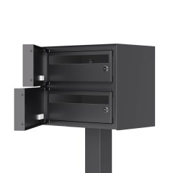 OSLO-2 postkasse med 2 enheder - SORT - med stander