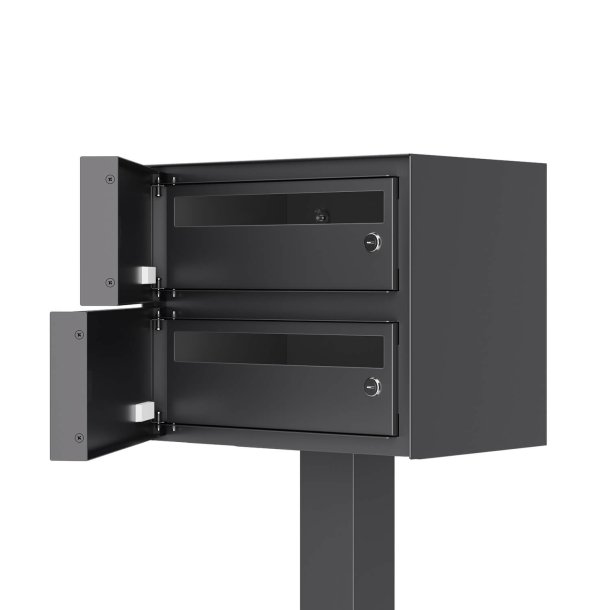OSLO-2 postkasse med 2 enheder - SORT - med stander