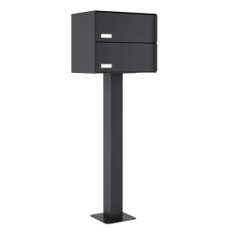 OSLO-2 postkasse med 2 enheder - SORT - med stander