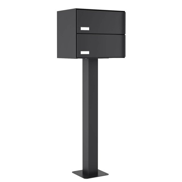 OSLO-2 postkasse med 2 enheder - SORT - med stander