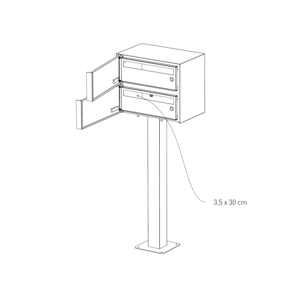 OSLO-2 postkasse med 2 enheder - SORT - med stander