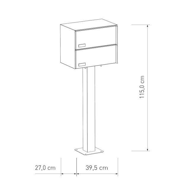 OSLO-2 postkasse med 2 enheder - SORT - med stander