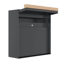 Oxford postkasse med tr hndtag - Moderne design - Antracit