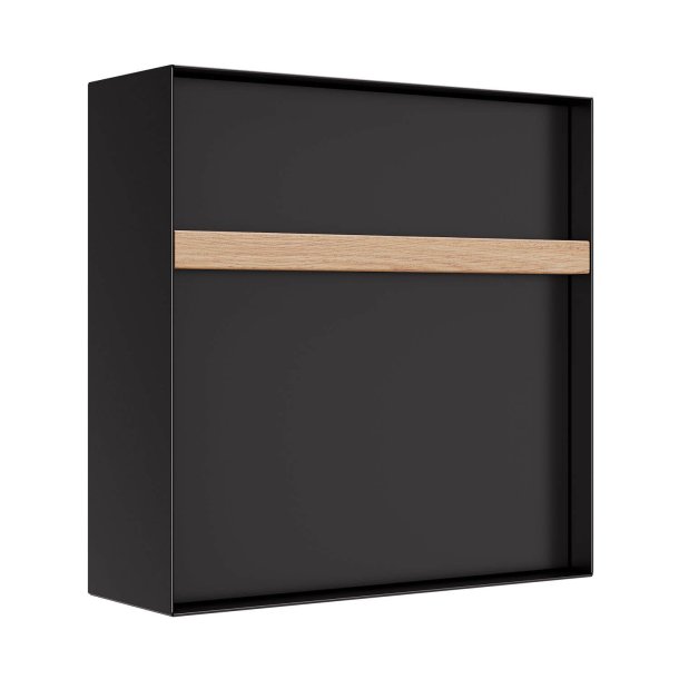 Oxford postkasse med tr hndtag - Moderne design - Sort