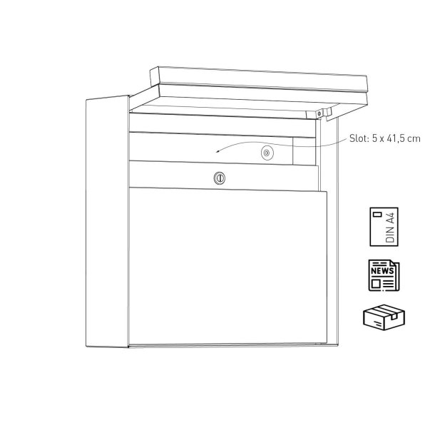 Oxford postkasse med tr hndtag - Moderne design - Antracit