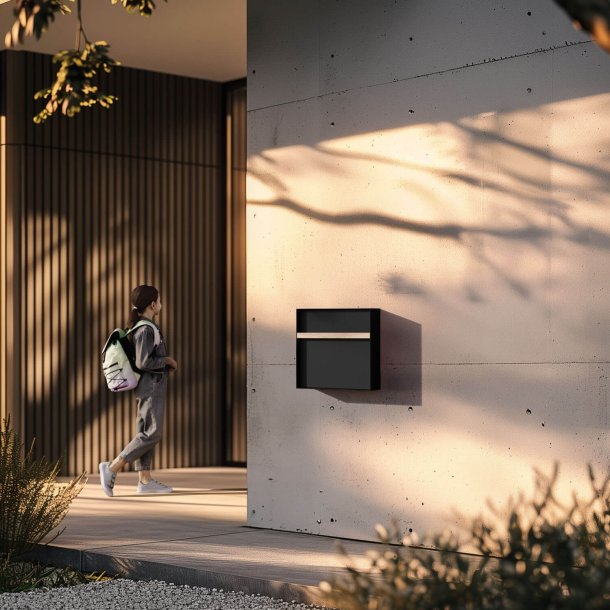 Oxford postkasse med tr hndtag - Moderne design - Antracit