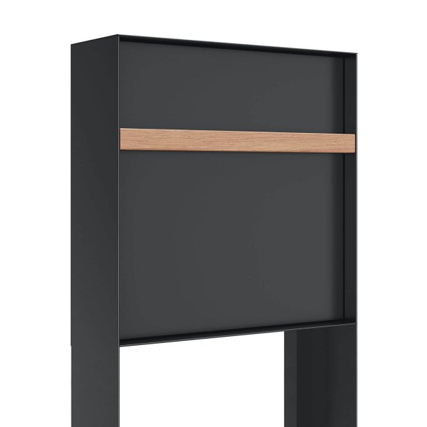 Oxford postkasse med tr hndtag - Inkl. stander - Moderne design - Antracit