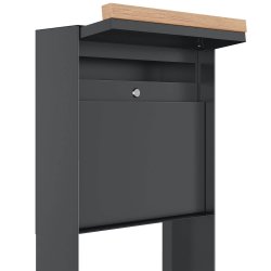 Oxford postkasse med tr hndtag - Inkl. stander - Moderne design - Antracit