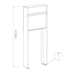 Oxford postkasse med tr hndtag - Inkl. stander - Moderne design - Antracit