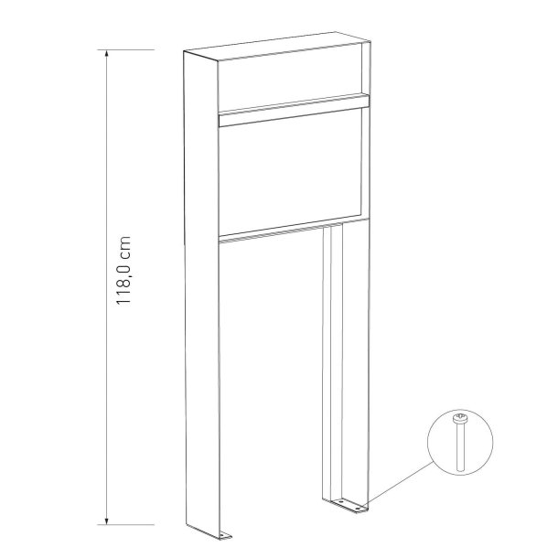 Oxford postkasse med tr hndtag - Inkl. stander - Moderne design - Antracit