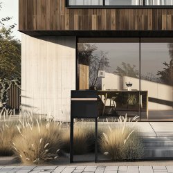 Oxford postkasse med tr hndtag - Inkl. stander - Moderne design - Antracit