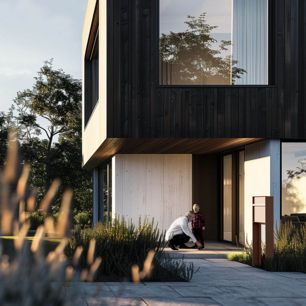 Oxford postkasse med tr hndtag - Inkl. stander - Moderne design - Antracit