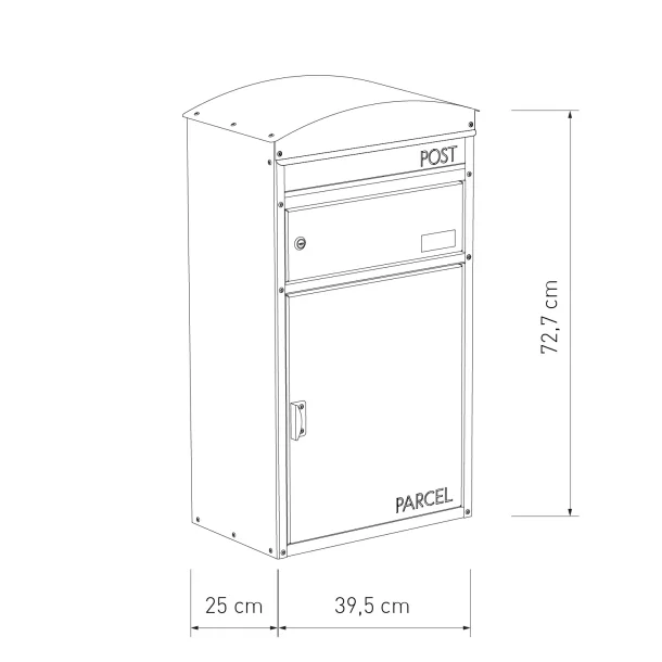Sort TYR Pakkepostkasse til vg, aflst rum til Breve.