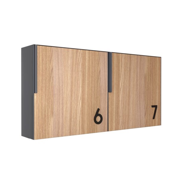 Antracit Kvadratisk Designpostkasse med Laminat front - Porto