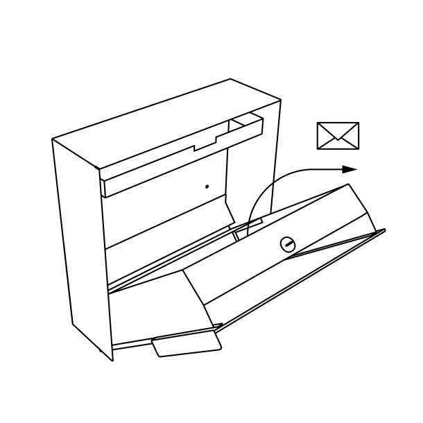 Sort Kvadratisk Designpostkasse med Laminat front - Porto