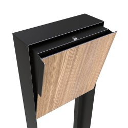 Sort Design Postkasse med Laminat front - Inkl. Stander - Porto