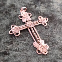 IngemannsKors - Guldbronze Kors - Replika af gammelt kobber kors -H�ndlavet.  Incl. forgyldt k�de.