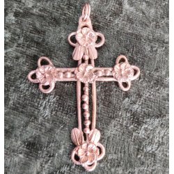 IngemannsKors - Guldbronze Kors - Replika af gammelt kobber kors -H�ndlavet.  Incl. forgyldt k�de.