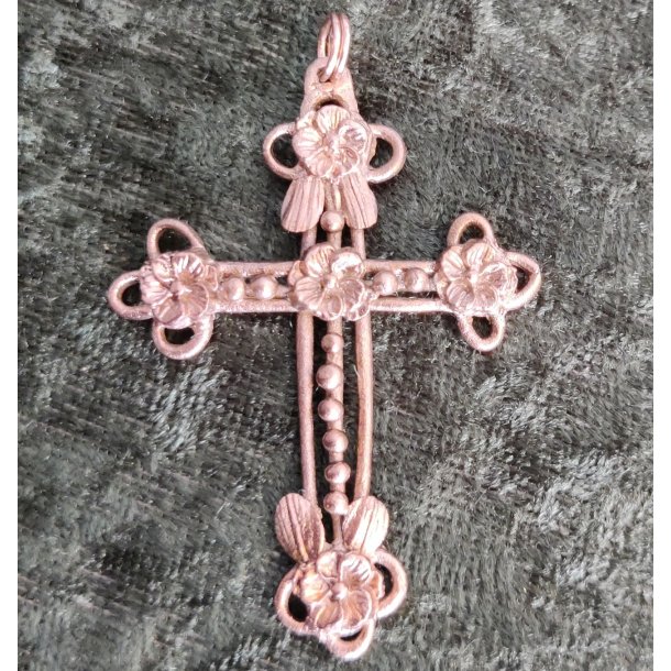 IngemannsKors - Guldbronze Kors - Replika af gammelt kobber kors -H�ndlavet.  Incl. forgyldt k�de.