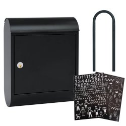 Sort MEFA Topaz postkasse-st Incl. stander og hvidt stickers ark