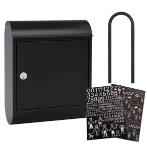 Sort MEFA Topaz postkasse-st Incl. stander og hvidt stickers ark