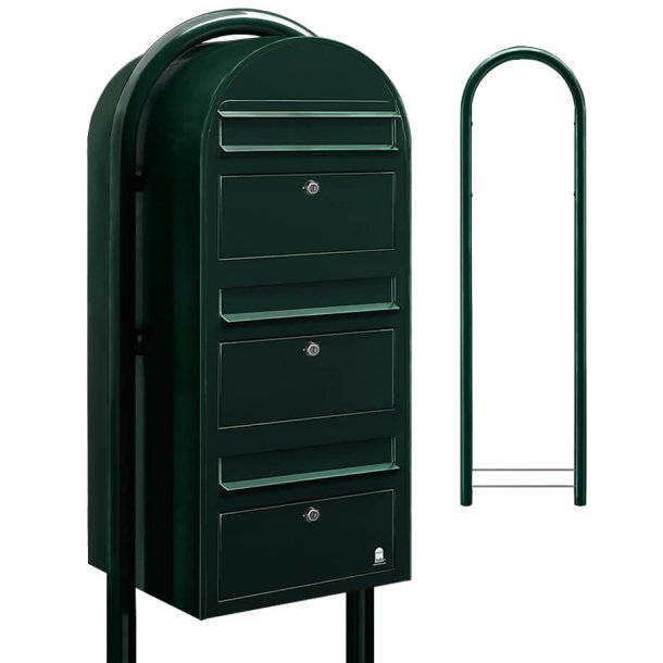 Postkasseanlg 3 familier - BobiTrio SORT GRN