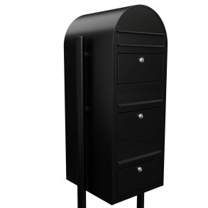 Postkasseanlg med stander - 3 enheder - BobiTrio SORT STRUKTUR