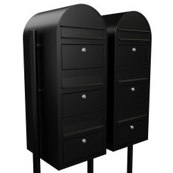 Postkasseanlg med stander - 6 enheder - BobiTrio SORT STRUKTUR