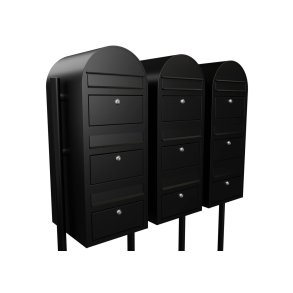 Postkasseanlg med stander - 9 enheder - BobiTrio SORT STRUKTUR