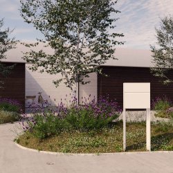 Valencia Antracit Gr Postkasse med Stander