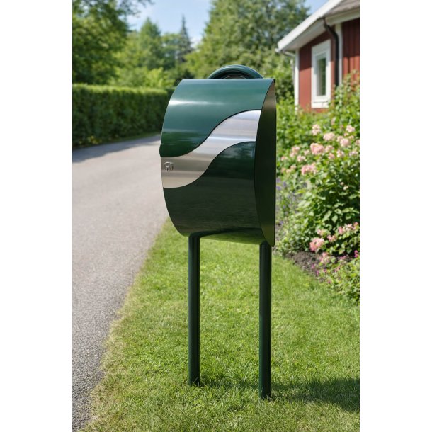 MEFA Wave Postkasse - RacingGreen lakering - Rustfri B�lge - 6 Stift l�s