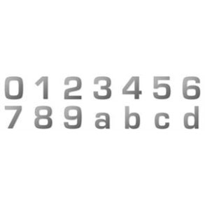 Husnumre Rustfritstl  8 cm - 0 1 2 3 4 5 6 7 8 9 A B C D