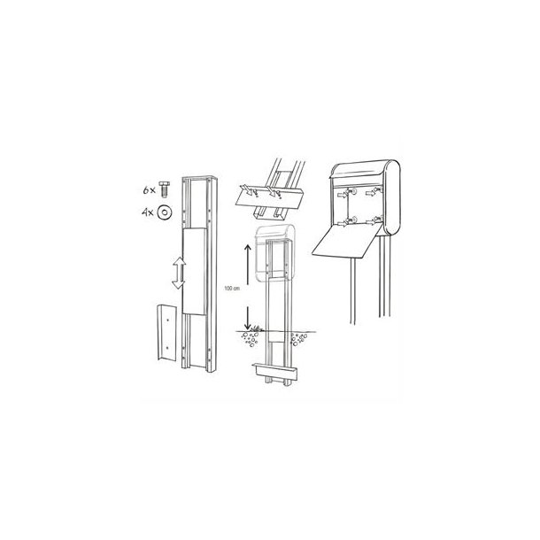 Postkassestander SORT pladestander - Allux 1001.