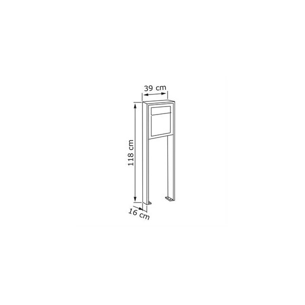 Sort BASE standard postkasse med stander - med skjult ls