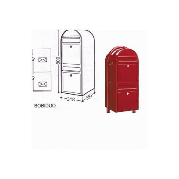 Postkasseanlg 2 familier - BobiDuo SORT-GRN - RAL6064