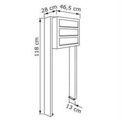 SORT Postkasseanlg 3 enheder - INCL. Stander - CUBE