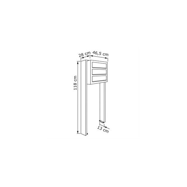 SORT Postkasseanlg 3 enheder - INCL. Stander - CUBE