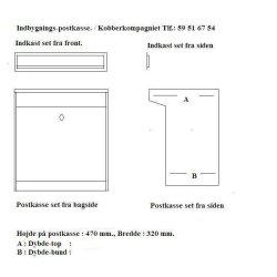 MESSING Indbygningpostkasse - Komplet - til mur / mur-sjle
