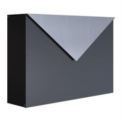 KUVERT Designpostkasse i SORT lakering med brevklap i RUSTFRITSTL