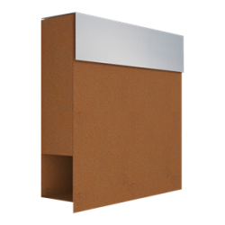 Rust postkasse med indkast i Rustfritstl - moderne design - Manhattan
