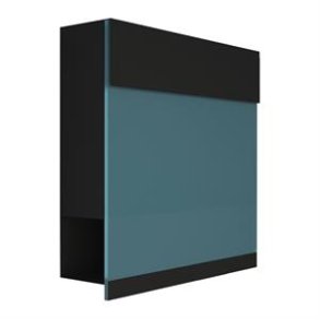 Sort postkasse med blt acrylglas i lgen - klassisk design - Manhattan Special Blue