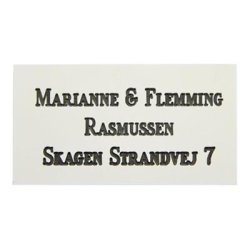 Postkasse skilt - HVIDT med sort tekst 55x100 mm.