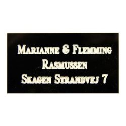 Postkasse skilt - SORT med hvid tekst  55x100 mm